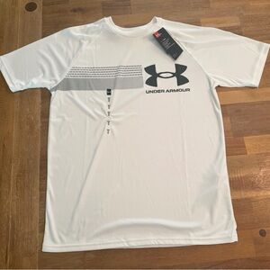 Under Armour Men’s White Short-Sleeve Performance Tee with Black Logo